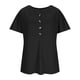 thumbnail image 5 of Camiseta de Cuello Redondo de la Manga Batwing con Botones de Color Sólido Casual de Manga Corta de las Mujeres, Suelto Ajuste Cómodo de Uso Diario, 5 of 7