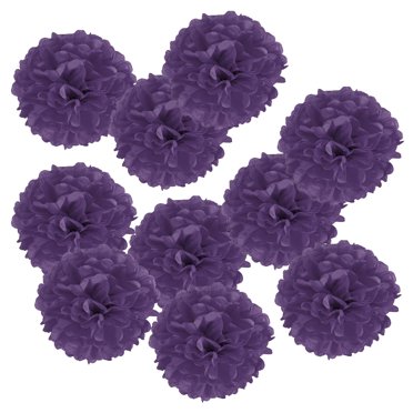 Uxcell 8" Tissue Pom Poms Paper Flowers Ball Wedding Party Decoration, Dark Purple 10 Pack