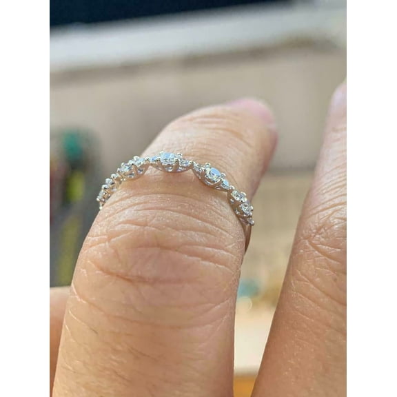 1Ct Round Cut Lab Creted Diamond Women's Three Stone Continue Ring 14K White Gold Plated Silver