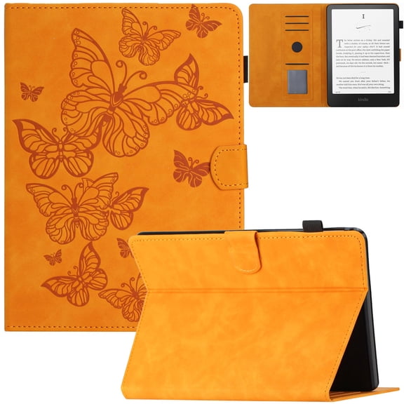 Artyond Case for 7" Kindle Paperwhite 2024, Premium PU Leather Card Slots with Auto Sleep/Wake Case for Kindle Paperwhite (12th Generation-2024) and Kindle Colorsoft Signature Edition, Orange