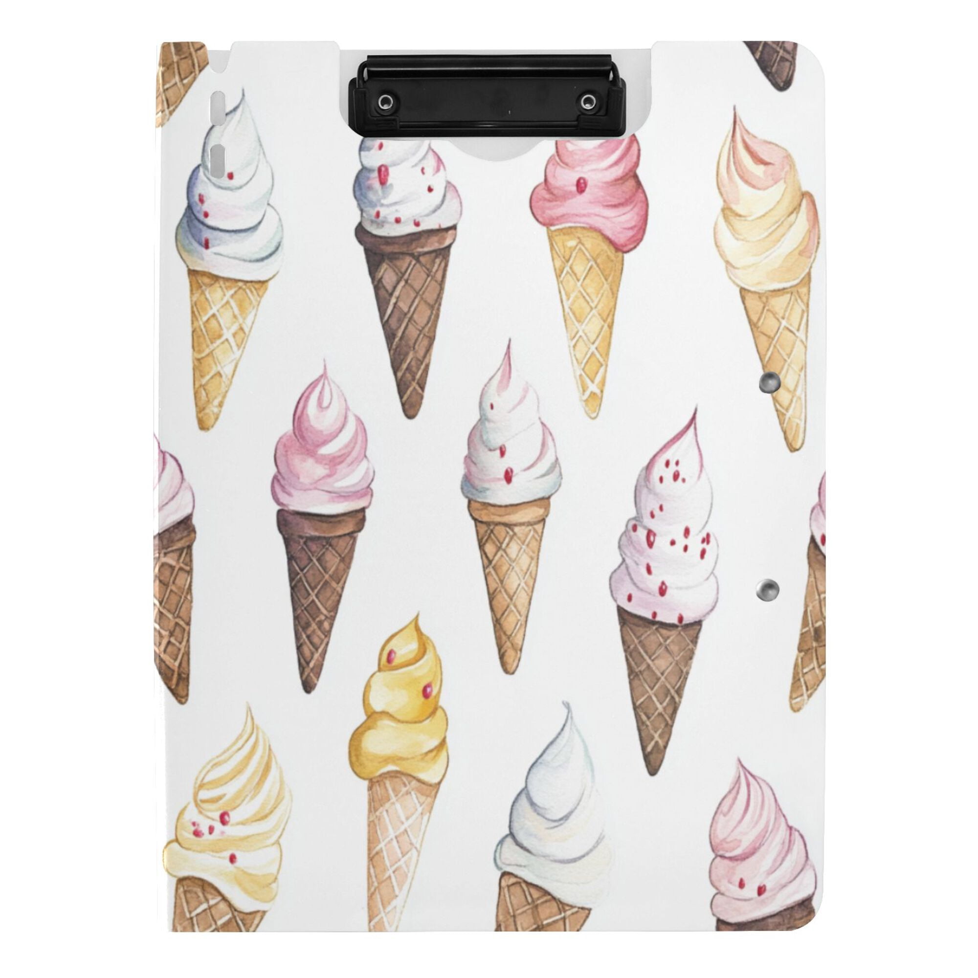 FORMRS A4 Clipboard Folder with Pen Holder Horizontal Foldable School Office Binder, Ice Cream Pattern