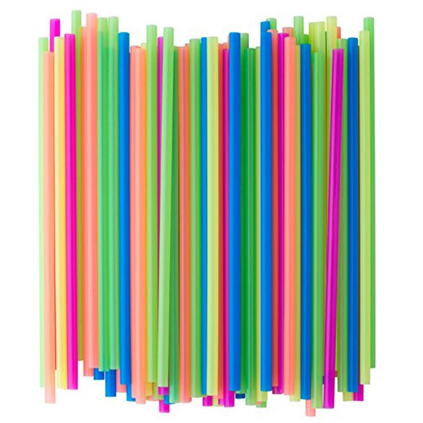 Crystalware, Neon Plastic Straws, 7 3/4 Inches, Jumbo Pack 400 Straws