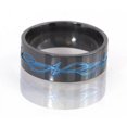 thumbnail image 3 of 8mm Flat Black Zirconium Ring a Tribal Design Anodized in Blue, 3 of 4