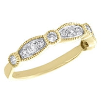 14k Yellow Gold Diamond Wedding Band Stackable Milgrain Anniversary Ring 1/2 CT.