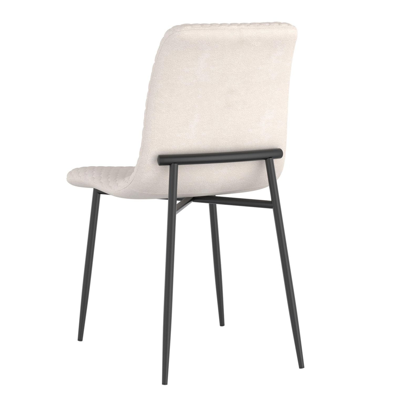 Contemporary Fabric and Metal Dining Chair, Set of 2 - Beige and Black