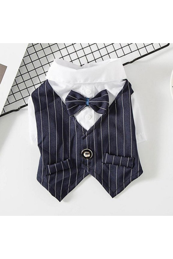 Gentleman Dog And Cat Clothes Wedding Suit Formal Shirt For Small Dogs Bowtie Tuxedo Pet Outfit For Cat Summer Suits