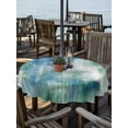 thumbnail image 2 of Outdoor Tablecloth with Umbrella Hole for Patio/Picnic/Party/Camping, Blue Green Waterproof Table Cloth Round Cover Washable, Modern Abstract Minimalist Texture Watercolor (Dia 60"), 2 of 9