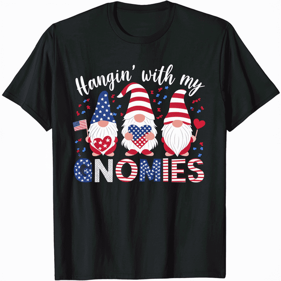 USA American Flag Patriotic gnomes Celebrating 4th of July T-Shirt