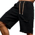 thumbnail image 6 of YSUEJPF Men's Ripped Denim Shorts Distressed Wide Leg Jean Shorts Summer Streetwear Elastic Waist Drawstring Jorts, 6 of 7