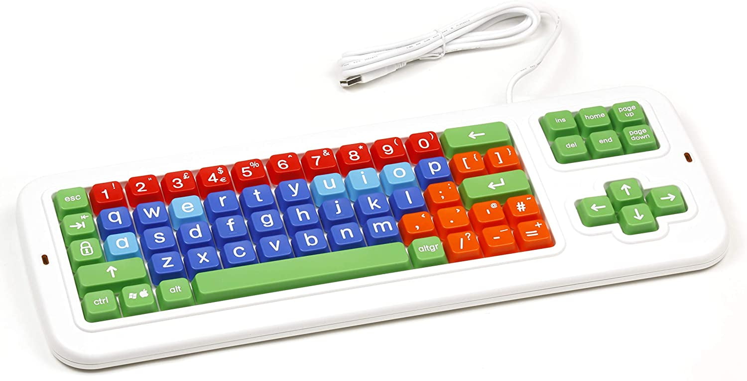 Clevy Color Coded UK Computer Keyboard with with Lowercase White Lettering  - 102691
