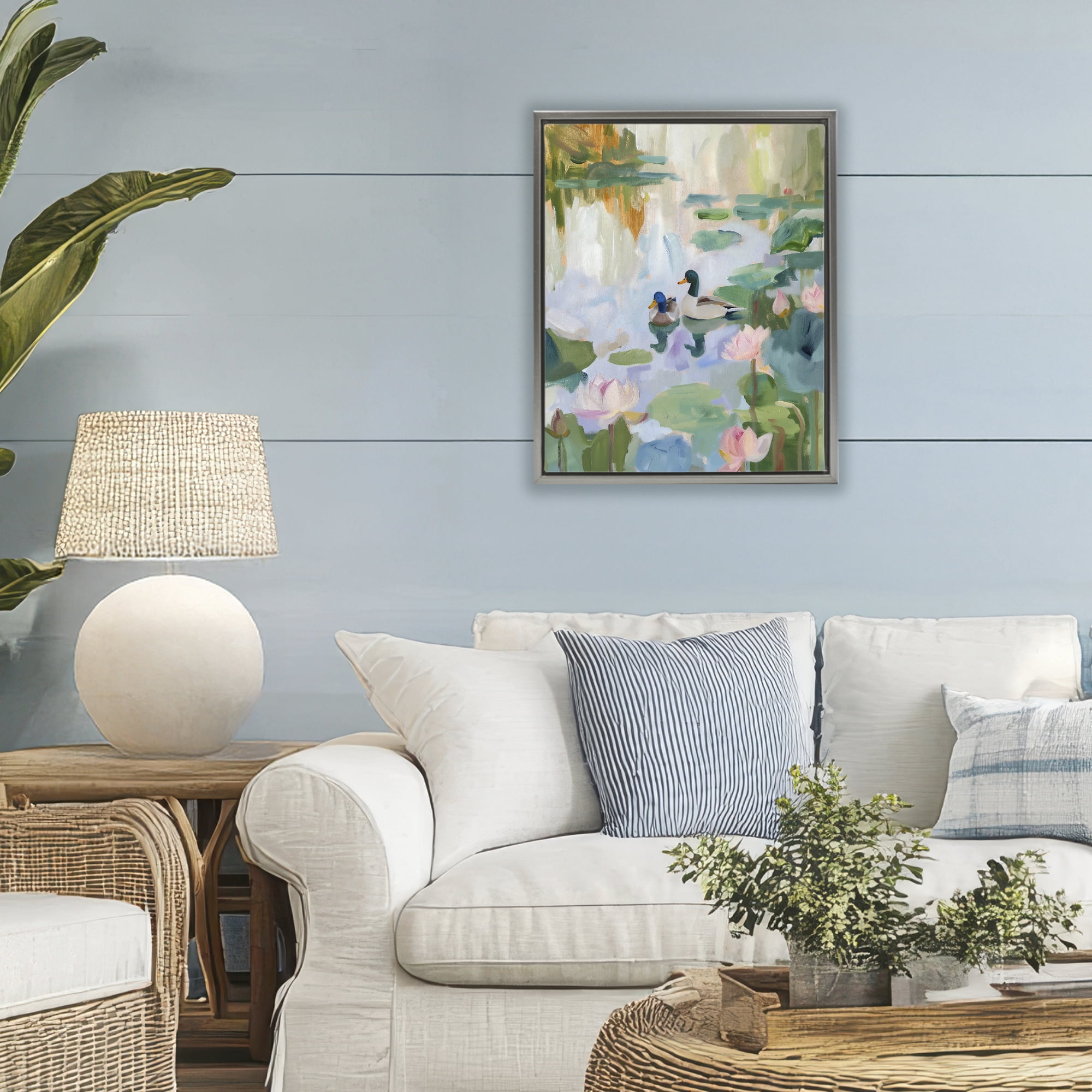 Stupell Industries Duck Pond During Tranquil Morning Gray Framed Floater Canvas Wall Art, design by The Prints Vibe