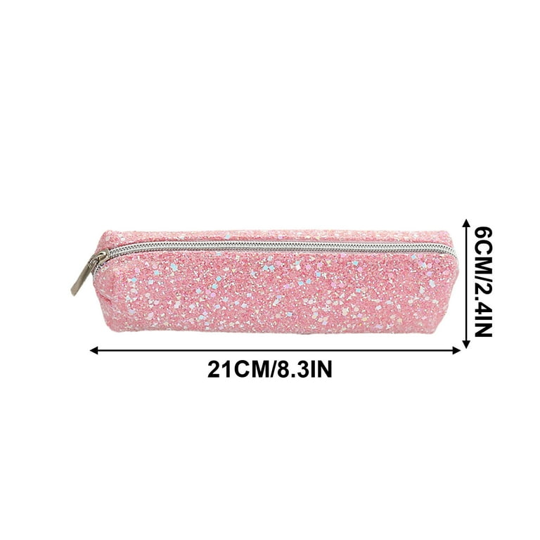 Glitter Shiny Pencil Case Compact Version - Scratch-Resistant Portable Organizer For Toiletry, Travel Accessories (8.3x2.4x2.4in