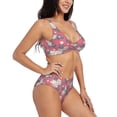 thumbnail image 2 of Wukai Rose Flowers Women's Bikini Set Two Piece,wimsuit High Waisted V Neck Twist Front Adjustable Spaghetti Straps Bathing Suit-Large, 2 of 7