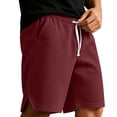 thumbnail image 5 of TKKCS Mens Waffle Knit Casual Shorts- Split Hem Breathable Elastic Wasit Drawstring Loose Fit Summer Daily Wear Lounge Shorts Red Size L, 5 of 7