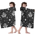 thumbnail image 4 of Black White Gothic Butterfly Sun Moon Flower Pattern Hooded Bath Towel，50"x30" for Ages 3 To 12 Kids, Quick Dry Lightweight Soft Microfiber Hood Beach Towel Cover Up for Kids, 4 of 7