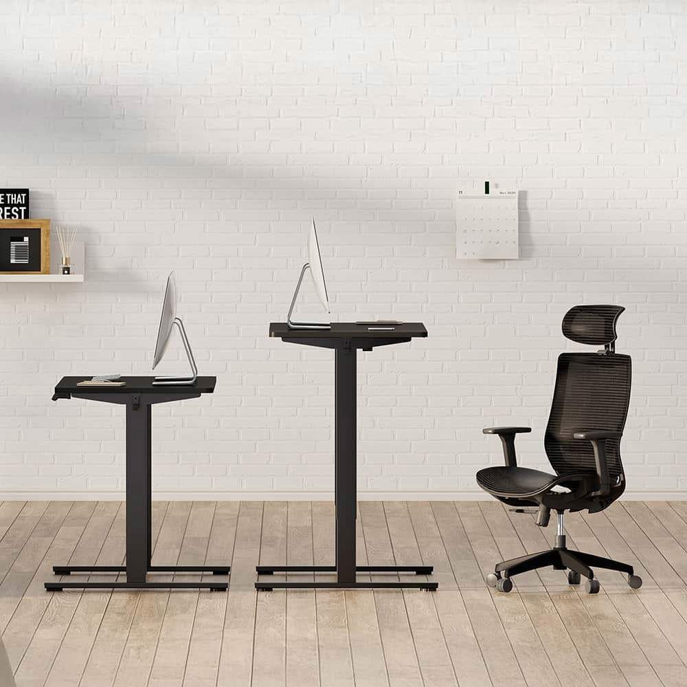 YYAo Standing Desk, Sit Stand Up Desk,Adjustable Height Desk Home Office Computer Workstation Sit Stand up Desk (Black Frame + Black Top)