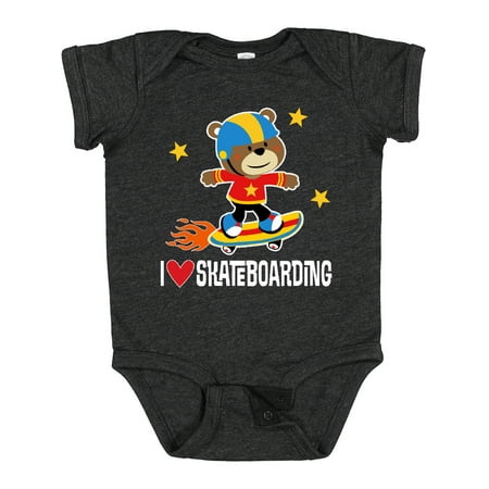 

Inktastic Skateboard I Love Skateboarding Gift Baby Boy Bodysuit