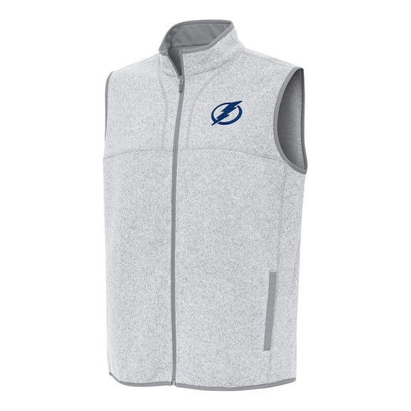 Men's Antigua Heather Gray Tampa Bay Lightning Fortune Full-Zip Vest