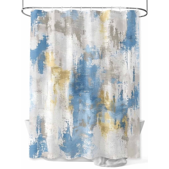Fsddascl Blue Gray Ombre Shower Curtain Set - Extra Long 72" x 96" Washable Bathtub Curtain with 12 Hooks, Vintage Abstract Art Oil Painting Waterproof Fabric Stall Shower Curtains for Bathroom
