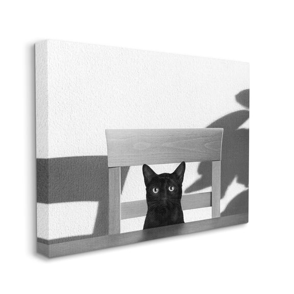 Stupell Industries Black Cat at Kitchen Table Pet Animal Photograph, 24 x 30, Designed by Jon Bertelli