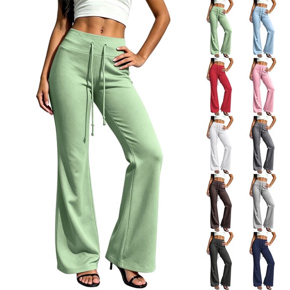ATENAR Pants for Women,Yoga Pants,Wide Leg Pants for Women,Soft,Comfort Fit,Stretch Fabric,Green,L