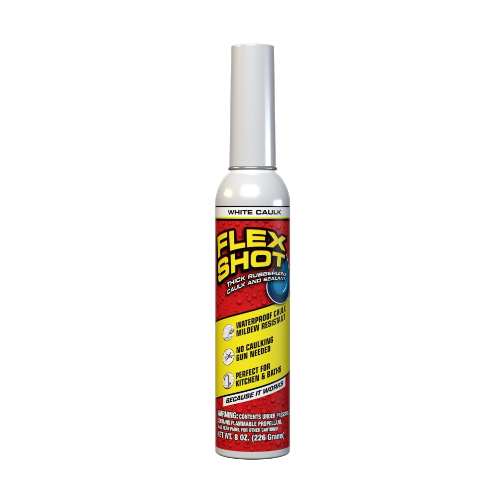 Flex Shot Rubber Adhesive Sealant Caulk, 8 oz, White