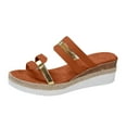 thumbnail image 4 of Dakaela Summer Sandals for Women Platform Wedge Espadrilles 2025 Fashion Beach Slip on Slide Shoes, 4 of 5