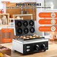 thumbnail image 2 of VEVOR Electric Donut Maker, 1550W Commercial Doughnut Machine with Non-stick Surface, 6 Holes Double-Sided Heating Waffle Machine Makes 6 Doughnuts, Temperature 122-572℉, for Restaurant and Home Use, 2 of 9