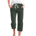 thumbnail image 1 of Women's Spring And Summer Solid Color Lace Up Pocket Loose Wide Legged Capris - Elastic, Suitable for Office, Parties, 1 of 4