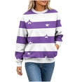 thumbnail image 5 of Smsaxvxz Oversize Sweatshirts for Women Casual Floral Printed Crewneck Long Sleeve Pullover Tops Fall Winter Fashion Outfits Clothes Purple M, 5 of 6
