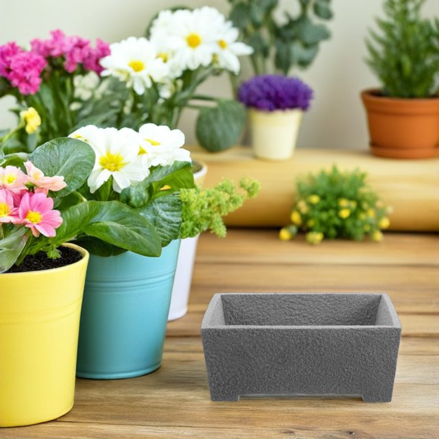 NUOLUX Maceta De Piedra Rectangular Para Suculentas Y Bonsáis Con Multifuncional Para Jardín