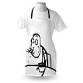 thumbnail image 3 of Humor Apron Weird Guy Meme Face Character Barfing Food Scene Troll Web Comics Illustration, Unisex Kitchen Bib Apron with Adjustable Neck for Cooking Baking Gardening, Black and White, by Ambesonne, 3 of 3