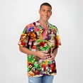 thumbnail image 3 of XIAOCHA Men's Parrot Hawaiian Shirt Camp Collar Short Sleeve Tropical Print Button Up Blouse Vibrant Casual Beach Party Going Out Top, 3 of 3