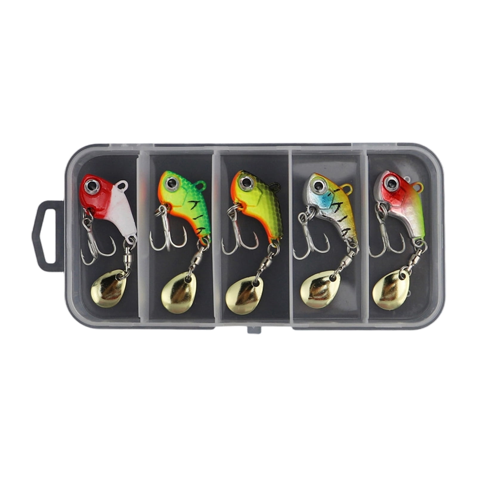 Klynovalu 5Pcs Metal Artificial Hard Baits Spinner Spoon Lures Rotating Metal Vib Vibration Baits For Long Casting Easy to Use