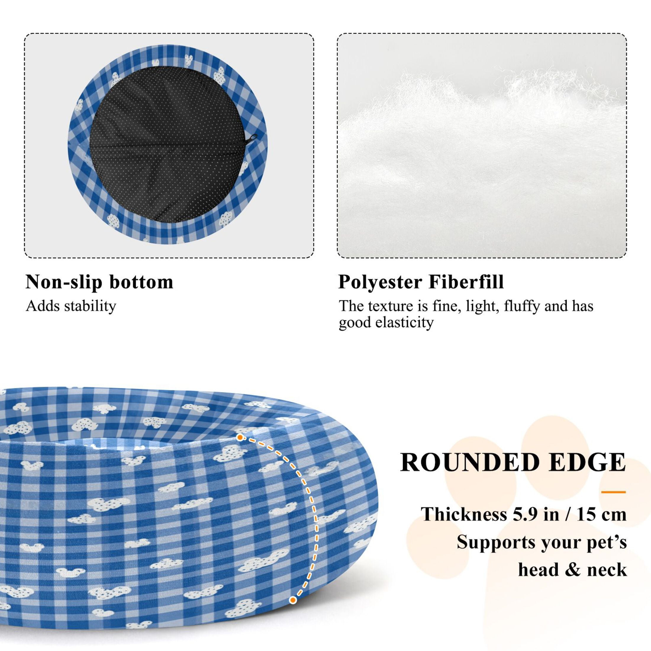 Iauyy Pet Couch Donut Cat Bed for Indoor Cats/Small Dogs Washable & Machine with Non-slip Bottom Calming Cat Furniture, The Ears Of A Mouse (M)