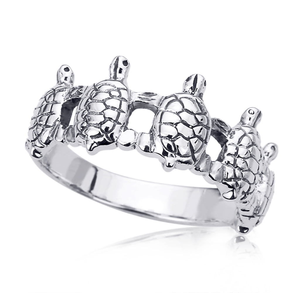 Women's Sterling Silver 1mm Turtle Ring Engagement Ring