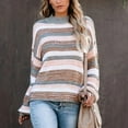 thumbnail image 6 of Herrnalise Women's Knitted Crop Tops Casual Long Sleeve Color Block Stripe Knit Sweater Lightweight Pullover Pullover Jumper Sweaters, 6 of 9
