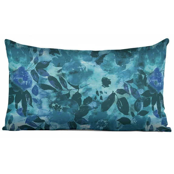 Vargottam Lumbar Pillow Cover - Decorative Pillow Covers 24x12 Inches, Printed Teal Blue Theme Pillowcase, Decorative Lumbar Cushion Covers