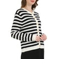thumbnail image 4 of INSPIRE CHIC Women's Striped Cardigan Sweaters Casual Long Sleeve Ribbed Knit Jacket S Black, 4 of 4