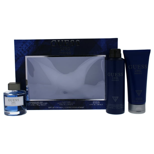 Guess 1981 Indigo by Guess for Men 3 Pc Gift Set 3.4oz EDT Spray