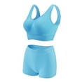 thumbnail image 2 of Bra And Panty Set Sports Bra Women'S Fitness Running Yoga Vest Without Rims Large Size Breathable Sports Bra Set,Blue Women'S Blended Vest L, 2 of 7
