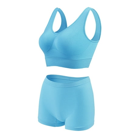 Clearance!Uooqdmx Lingerie for Women Plus Size Lingerie Sports Bra Fitness Running Yoga Vest without Rims Large Size Breathable Sports Bra Set Women s Lingerie  Sleep & Lounge Sky Blue XXL