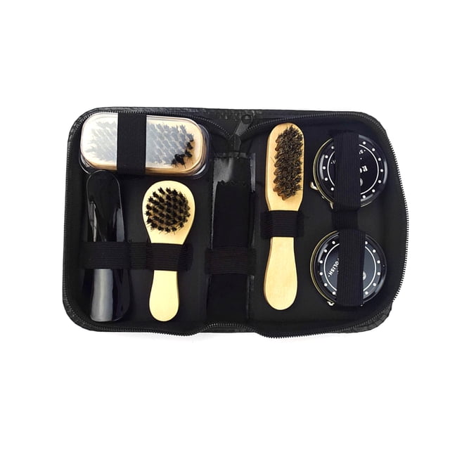 Kit para el cuidado del limpiabotas,8PCS Kit de cuidado de brillo de zapatos Cepillos polacos negros Abody Tipo 1