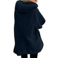 thumbnail image 3 of Womens Zipper Fleece Jackets Ladies Casual Hooded Coat Plus Size Mid-Length Long Sleeve Winter Warm Casual Fluffy Jackets Outwear, 3 of 4