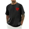 thumbnail image 2 of Momasggi Big and Tall Graphic Tees for Men Loose Fit Drop Shoulder Short Sleeve Shirt Fashion Heart Print Crewneck T-Shirts Casual Summer Tshirts Black L, 2 of 4