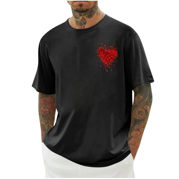 WAENQINLA Men Oversized T Shirt Graphic Tees Big and Tall Short Sleeve T-Shirt Heart Printed Athletic Tshirt Summer Athletic Workout Tops