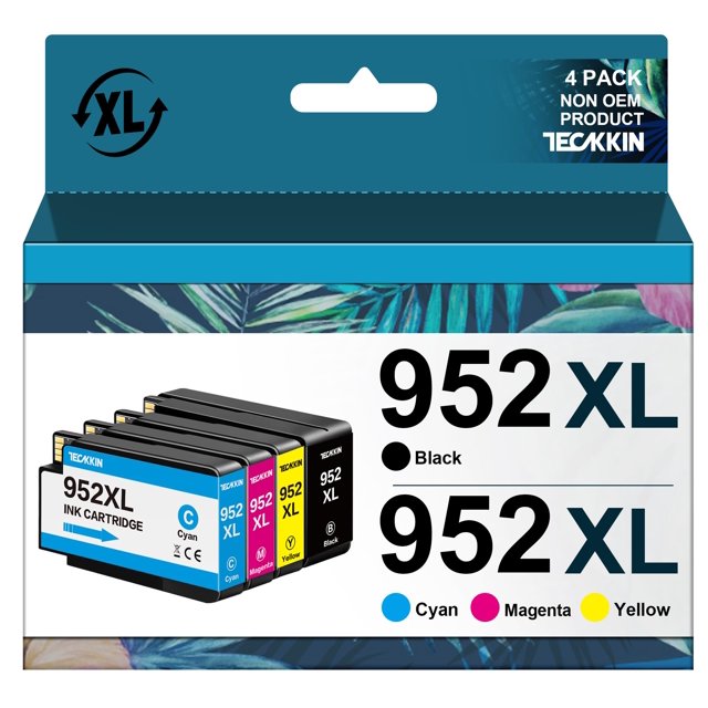 Cartuchos de tinta TECKKIN 952XL (paquete de 4) de alto rendimiento para impresoras HP
