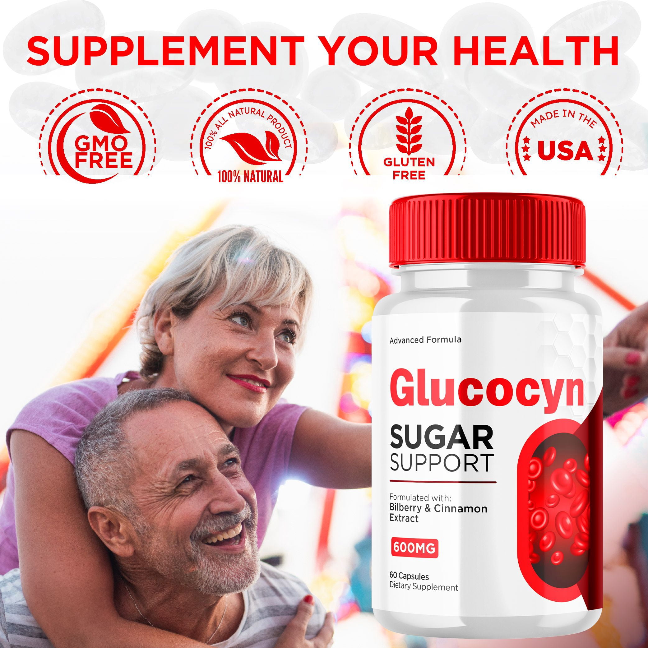 Glucocyn Advanced Formula Sugar Support Capsules Natural Glycogen Supplement 120 Capsules