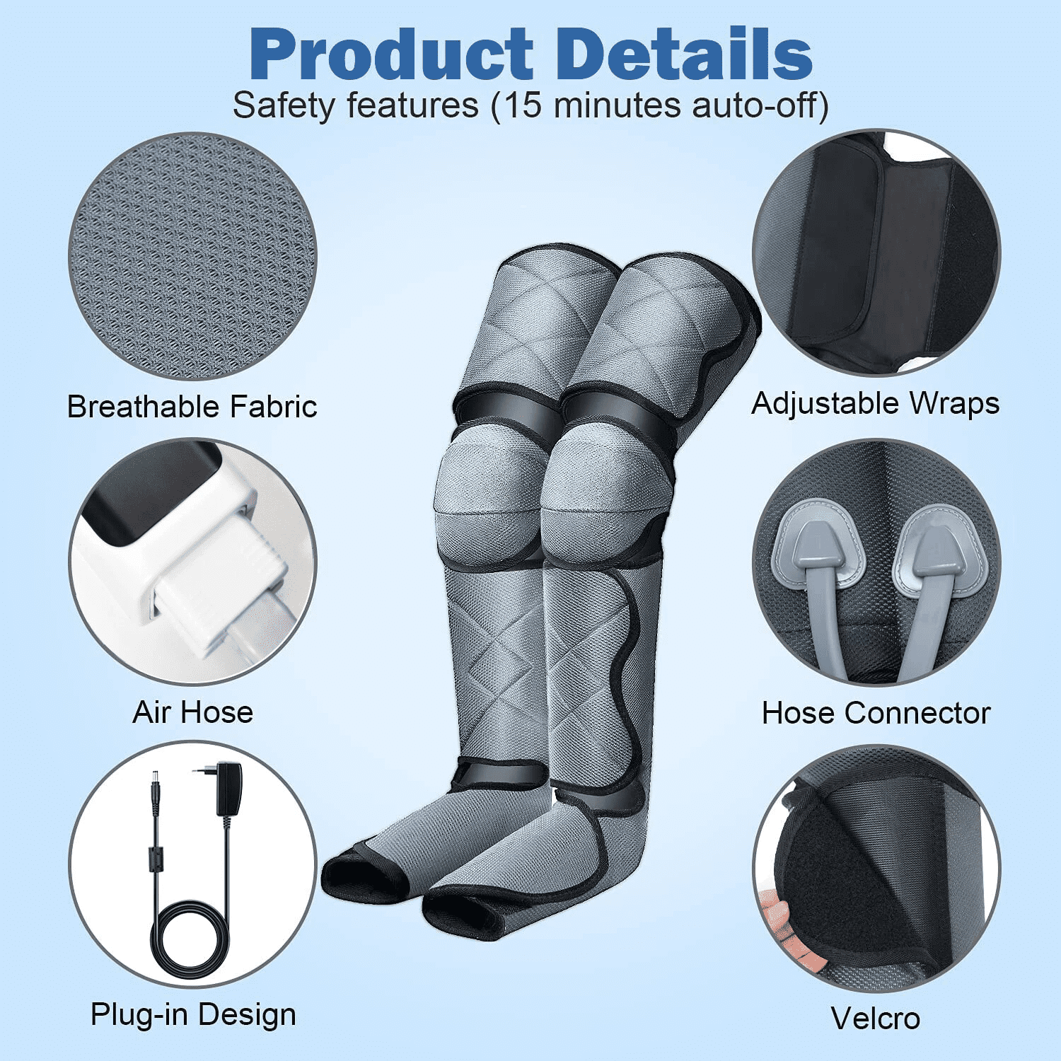 iMeshbean Full Leg Massager Knee & Foot Air Compression Massager w/Heat 6 Modes Relaxation