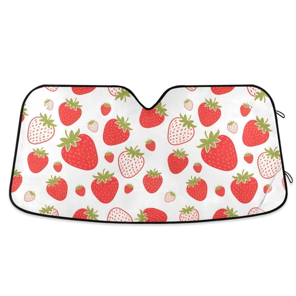 ALAZA Strawberry Red Pattern Car Windshield Sun Shade Foldable UV Ray Sunshade Visor Protector 55 x 27.6in